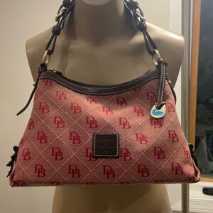 Leather-Trim Red Patterned Shoulder Bag Dooney & Bourke